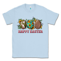 Dusty Blue Happy Easter With Western Eggs And Sunflowers Classic Tee - RanaPortraitStore
