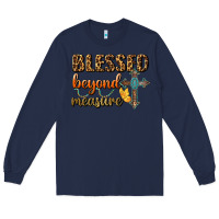 Navy Blessed Beyond Measure Long Sleeve Tee - BundleAndBundleShop