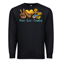 Black peace love country cowhide cowboy hat Premium Sweatshirt - AdoDesignShop