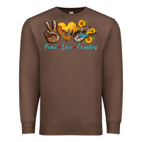 Chestnut peace love country cowhide cowboy hat Premium Sweatshirt - AdoDesignShop