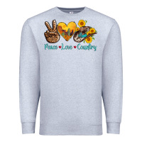 Peace Love Country Cowhide Cowboy Hat Premium Sweatshirt | Teevron