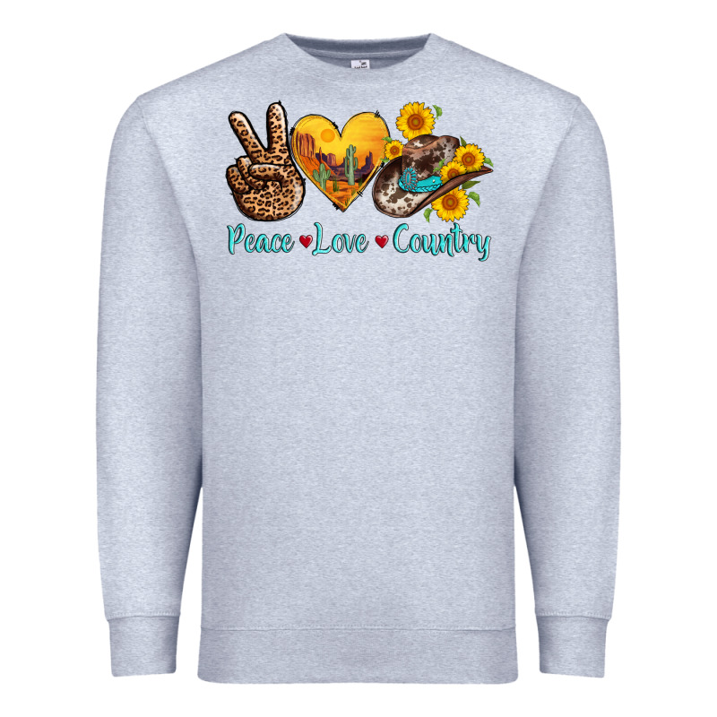 Peace Love Country Cowhide Cowboy Hat Premium Sweatshirt by AdoDesignShop | Teevron