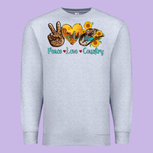 Peace Love Country Cowhide Cowboy Hat Premium Sweatshirt Designed By Adodesignshop