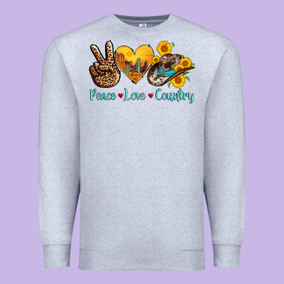 Peace Love Country Cowhide Cowboy Hat Premium Sweatshirt Designed By Adodesignshop