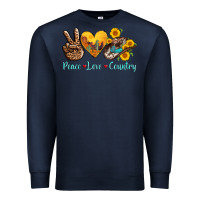 Navy peace love country cowhide cowboy hat Premium Sweatshirt - AdoDesignShop