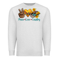 Oatmeal Heather peace love country cowhide cowboy hat Premium Sweatshirt - AdoDesignShop