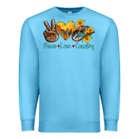 Ocean Blue peace love country cowhide cowboy hat Premium Sweatshirt - AdoDesignShop