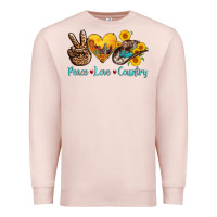 Pale Pink peace love country cowhide cowboy hat Premium Sweatshirt - AdoDesignShop