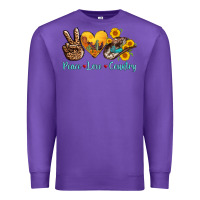 Purple peace love country cowhide cowboy hat Premium Sweatshirt - AdoDesignShop
