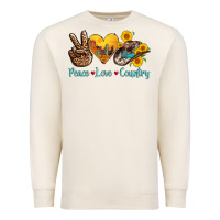 Sandshell peace love country cowhide cowboy hat Premium Sweatshirt - AdoDesignShop
