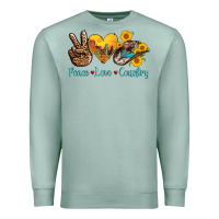 Seafoam peace love country cowhide cowboy hat Premium Sweatshirt - AdoDesignShop