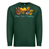 Sports Green peace love country cowhide cowboy hat Premium Sweatshirt - AdoDesignShop