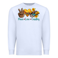 White peace love country cowhide cowboy hat Premium Sweatshirt - AdoDesignShop