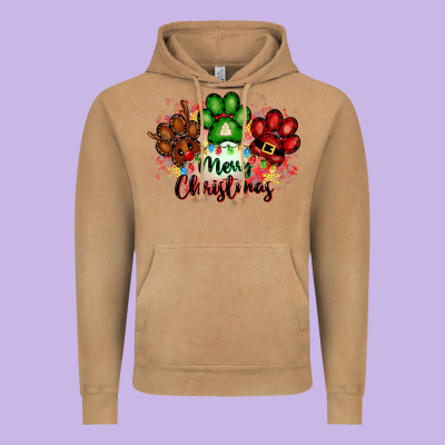 Merry Christmas Paws Vintage Hoodie Designed By Fadigitalartstudio