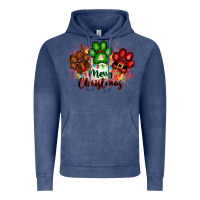 Vintage Denim merry christmas paws Vintage Hoodie - FaDigitalArtStudio
