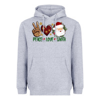 Heather Grey peace love Santa Heavyweight Hoodie - AdoDesignShop