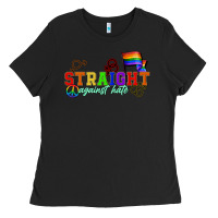 Black Straight agains hate Ladies Tee - CowGirlArtShop