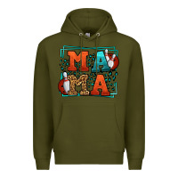 Army Green Bowling mama leopard frame Mother's Day Premium Hoodie - LillyAllenDesigns