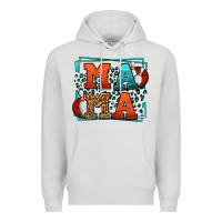 Dove Grey Bowling mama leopard frame Mother's Day Premium Hoodie - LillyAllenDesigns