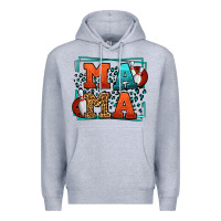 Heather Grey Bowling mama leopard frame Mother's Day Premium Hoodie - LillyAllenDesigns