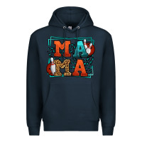 Navy Bowling mama leopard frame Mother's Day Premium Hoodie - LillyAllenDesigns
