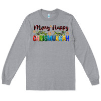 Heather Grey merry happy chrismukkah with olive branch Long Sleeve Tee - FaDigitalArtStudio