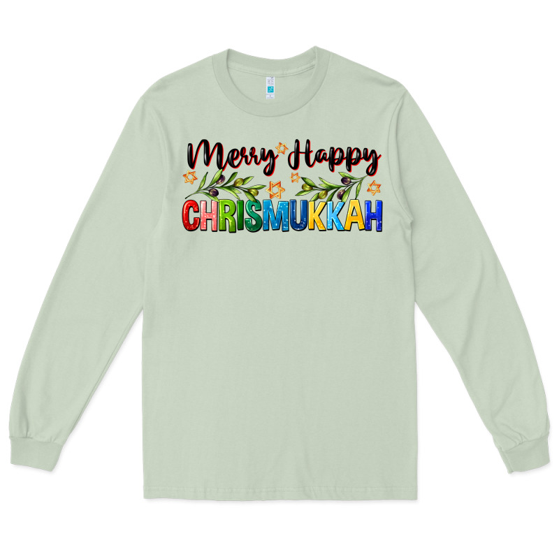Merry Happy Chrismukkah With Olive Branch Long Sleeve Tee by FaDigitalArtStudio | Teevron
