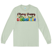 Matcha merry happy chrismukkah with olive branch Long Sleeve Tee - FaDigitalArtStudio