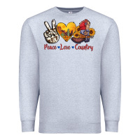 Heather Grey peace love country american texas flag boots Premium Sweatshirt - AdoDesignShop