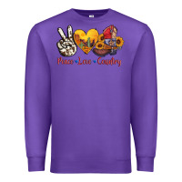 Purple peace love country american texas flag boots Premium Sweatshirt - AdoDesignShop
