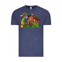 Vintage Denim St. Patrick's farm with gold Vintage Tee - OliviaCreatesArt
