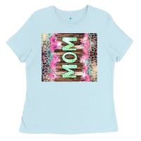 Baby Blue Mom leopard Ladies Tee - CowGirlArtShop