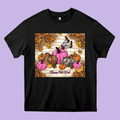 Happy Fall Y'all Cowgirl Heavy Core Tee Designed By Tumblerdesignbyshophia