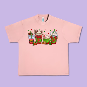 Christmas Coffee Cups Urban Heavy Tee Designed By Oliviacreatesart