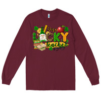 Burgundy one lucky teacher Long Sleeve Tee - FaDigitalArtStudio