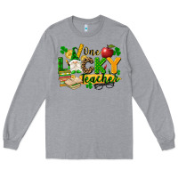 Heather Grey one lucky teacher Long Sleeve Tee - FaDigitalArtStudio