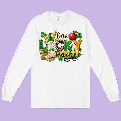One Lucky Teacher Long Sleeve Tee Designed By Fadigitalartstudio