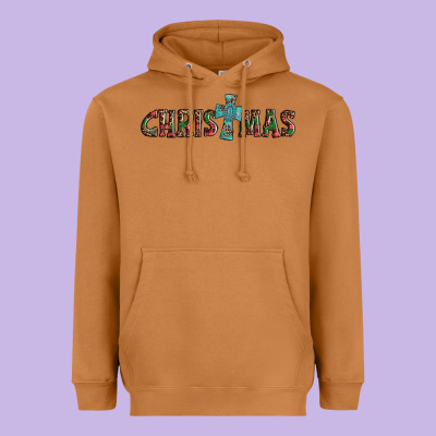 Christmas Cross Heavyweight Hoodie Designed By Adodesignshop