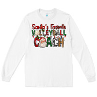 White Santa's Favorite Volleyball Coach For Christmas Long Sleeve Tee - FaDigitalArtStudio