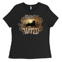 Black Keep it wild western bull Ladies Tee - HowdyJamesFarm