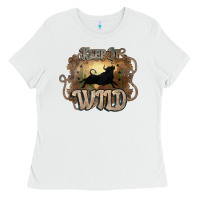 White Keep it wild western bull Ladies Tee - HowdyJamesFarm