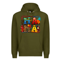 Army Green leopard frame firefighter mama Mother's Day Premium Hoodie - LillyAllenDesigns