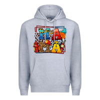 Heather Grey leopard frame firefighter mama Mother's Day Premium Hoodie - LillyAllenDesigns