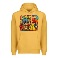 Mustard leopard frame firefighter mama Mother's Day Premium Hoodie - LillyAllenDesigns