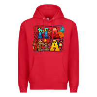 Red leopard frame firefighter mama Mother's Day Premium Hoodie - LillyAllenDesigns