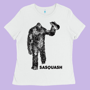 Cool Unique Sasquash Sasquatch And Squash Bigfoot T Shirt Ladies Tee Designed By Linhvisuals