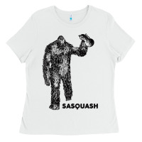 White cool unique sasquash sasquatch and squash bigfoot t shirt Ladies Tee - linhVisuals
