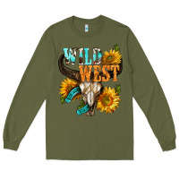 Army Green Western Wild West Rodeo Long Sleeve Tee - BundleAndBundleShop