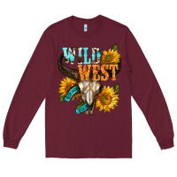 Burgundy Western Wild West Rodeo Long Sleeve Tee - BundleAndBundleShop