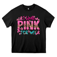 Black I wear pink for my custom name Cancer Awareness Heavy Core Tee - HowdyJamesFarm